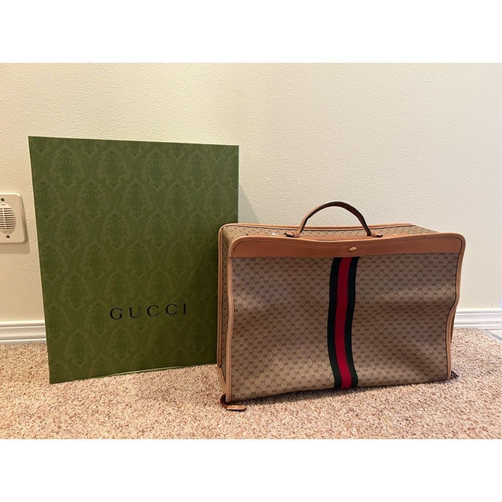 Gucci Vintage Micro GG Monogram Sherry Line Suitcase Luggage with free box